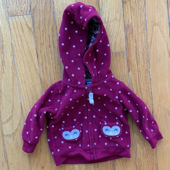 Baby Girl Owl Zip-Up Hoodie Sweater Jacket - Picture 3 of 5